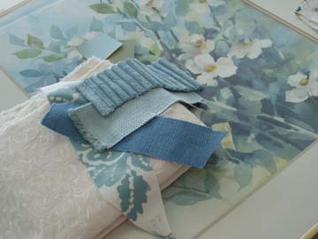 House Makeover Fabric with watercolor