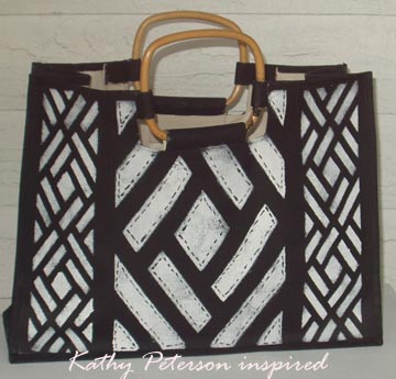 Kathy Peterson Inspired Designer Stencil Lattice Totebag