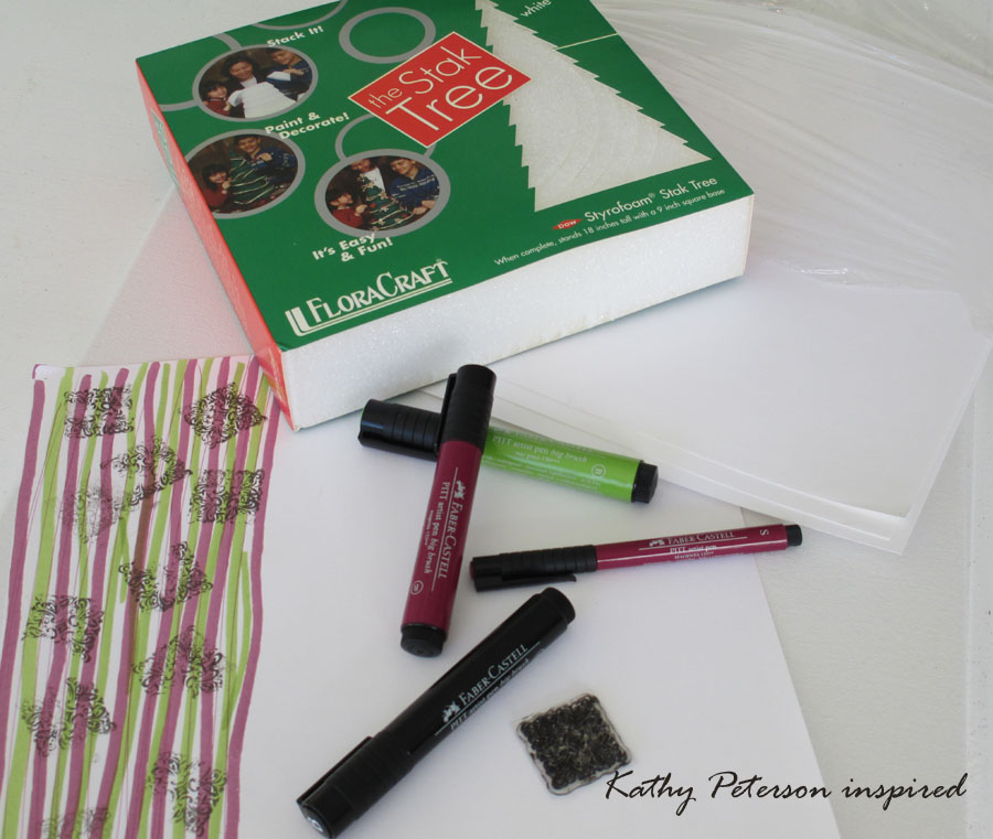 Kathy Peterson inspired Scrapbook Paper Christmas Tree step 1